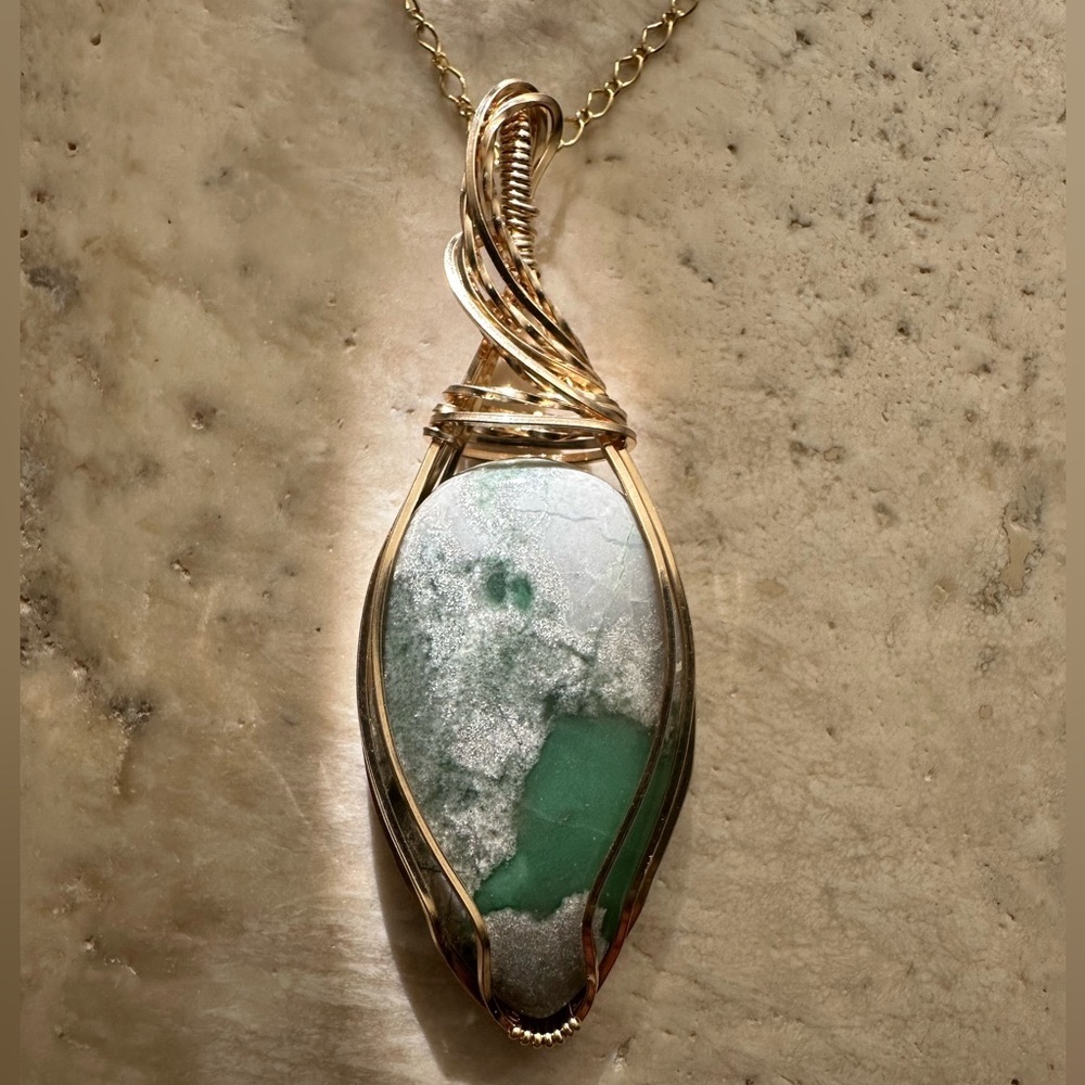 14k Gold Filled Variscite Stone Necklace Pendant